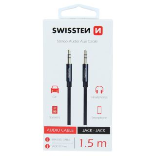 Swissten Textile Premium AUX Cable 3.5 mm -> 3.5 mm 1.5m (SW-AUX-1.5-BK)