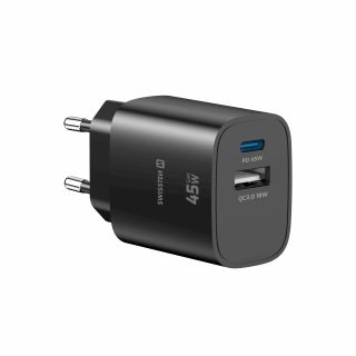 Swissten Edge GaN Travel Charger GaN USB-C PD 45W + USB-A 18W QC (22071719)
