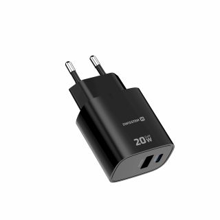 Swissten Edge GaN Travel Charger GaN USB-C PD 20W + USB-A 18W QC (22071712)