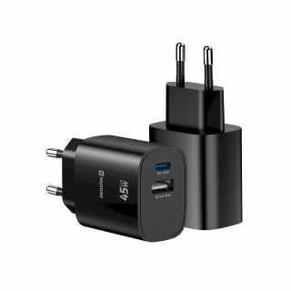 Swissten Edge GaN Travel Charger GaN USB-C PD 45W + USB-A 18W QC (22071719)
