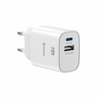 Swissten Edge GaN Travel Charger GaN USB-C PD 45W + USB-A 18W QC (22071718)
