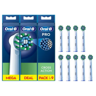 ORAL‑B Pro CrossAction Replacement Brush Heads White 9 pcs (8700216018913)