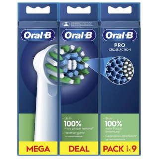 ORAL‑B Pro CrossAction Replacement Brush Heads White 9 pcs (8700216018913)