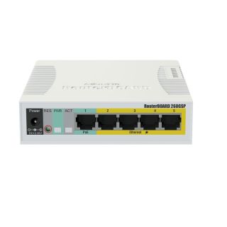 MikroTik RB260GSP PoE Switch 5x 1000Mb/s + 1x SFP 1.25Gbps (CSS106-1G-4P-1S)