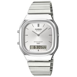 Casio Vintage AQ-240E-7ADR Unisex Watch 36mm Silver Case Silver Dial (AQ-240E 7AEF)