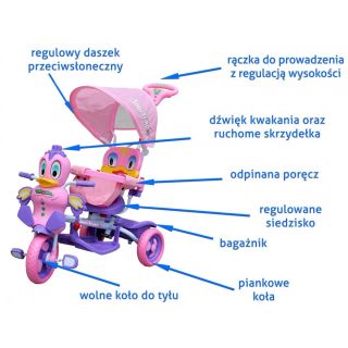 RoGer Duck Kids Tricycle With Handle Pink (5903864979626)