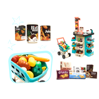 RoGer Set "Supermarket" with cash register, shopping cart and accessories (RO-6395)