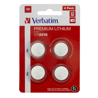 Verbatim CR2016 Lithium Batteries 4pcs (49531)