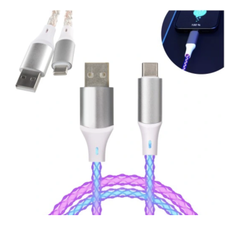 Qualo QCS-AC-00 Glowing Cable USB-A – USB-C /15W / 1m / LED (QCS-AC-00)