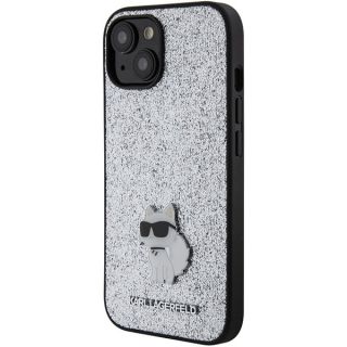 Karl Lagerfeld Fixed Glitter Choupette Logo Metal Pin Back Case for Apple iPhone 15 (KLHCP15SGCNPSG)