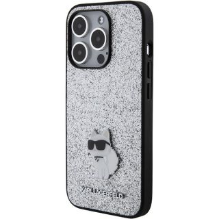 Karl Lagerfeld Fixed Glitter Choupette Logo Metal Pin Back Case for Apple iPhone 15 Pro (KLHCP15LGCNPSG)
