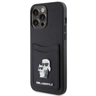 Karl Lagerfeld Saffiano Cardslot KC Metal Pin Back Case for Apple iPhone 15 Pro Max (KLHCP15XSAPKCNPK)