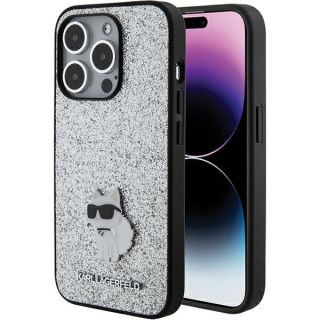 Karl Lagerfeld Fixed Glitter Choupette Logo Metal Pin Back Case for Apple iPhone 15 Pro (KLHCP15LGCNPSG)