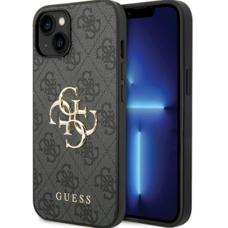Guess PU Leather 4G Metal Logo Case for Apple iPhone 15 Plus (GUHCP15M4GMGGR)