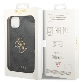 Guess PU Leather 4G Metal Logo Case for Apple iPhone 15 Plus (GUHCP15M4GMGGR)