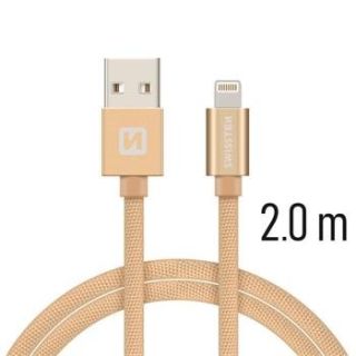 Swissten Textile Fast Charge 3A Lightning Data and Charging Cable 2m (SW-QU-LIGH-3A-2M-GO)