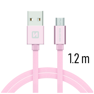 Swissten Textile Universal Micro USB Data and Charging Cable 1.2m Rose (SW-QU-MICR-USB-1.2M-RG)