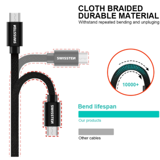 Swissten Textile Universal Micro USB Data and Charging Cable 1.2m Rose (SW-QU-MICR-USB-1.2M-RG)