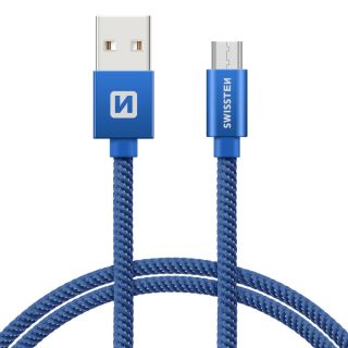 Swissten Textile Quick Charge Universal Micro USB Data and Charging Cable 0.2m (SW-QU-MICR-USB-0.2-BL)