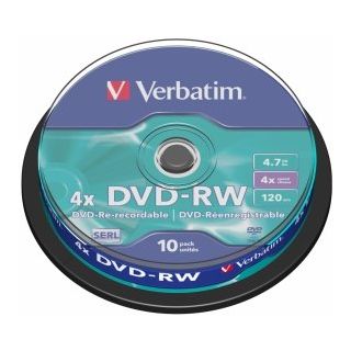 Verbatim BlankDVD-RW SERL 4.7GB 4x 10 Pack Spindle (43552V)