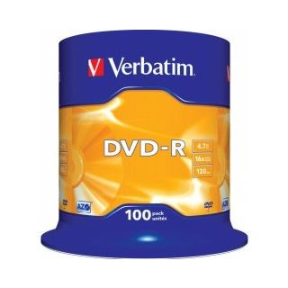 Verbatim Blank DVD-R AZO 4.7GB 16x 100 Pack Spindle (43549V)