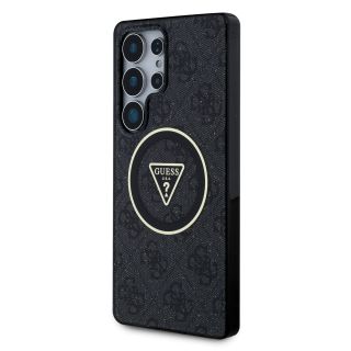 Guess IML 4G Glitter and Triangle Logo MagSafe Case for Samsung Galaxy S25 Ultra / Black (GUHMS25LHG4PRTGK)