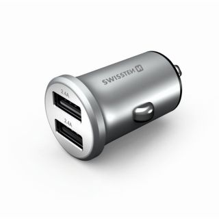 Swissten Metal Premium Car charger 2 x USB / 4.8A Silver (SW-CCH-ME.4.8A-SL)