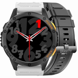 GRAVITY Smartwatch GT24-2 GPS with Black Silicone Strap + White Silicone Strap / black (GT24-2)