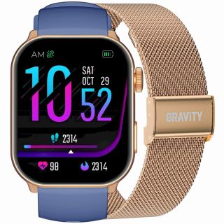 GRAVITY GT28-8 Women's Smartwatch with Strap + Bracelet / Rose Gold / Navy (GT28-8)