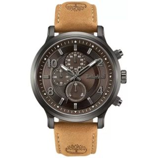 Timberland Driscoll Quartz Chronograph Men’s Watch 46mm Brown Dial Leather Strap (TDWGF0055703)