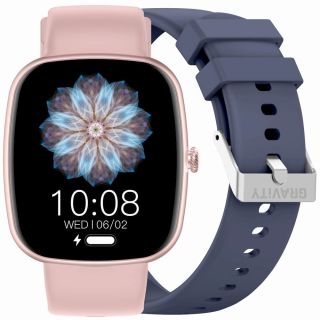 GRAVITY GT18-3 Smartwatch for Women with Silicone Strap + Navy Strap / pink (GT18-3)