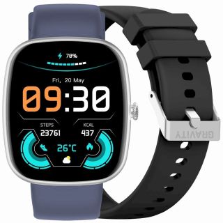 GRAVITY GT18-6 Smartwatch for Men with Silicone Strap + Navy Strap / black (GT18-6)