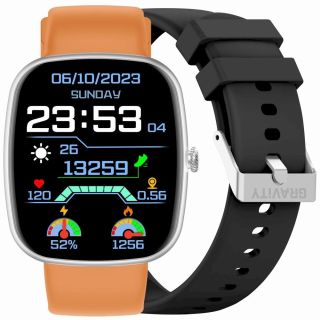 GRAVITY GT18-4 Men's Smartwatch with Silicone Strap + Black Strap / orange (GT18-4)