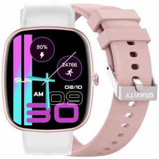 GRAVITY GT18-2 Smartwatch with Silicone Strap + White Strap / pink (GT18-2)