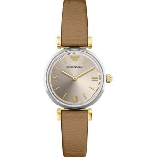 Emporio Armani AR11770 Women’s Watch 28mm Champagne Dial Brown Leather Strap (4064092376586)