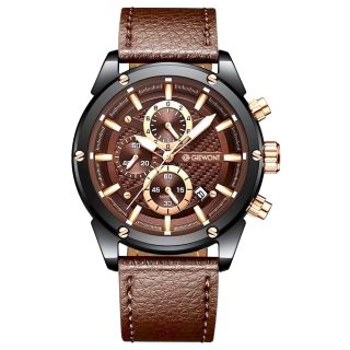 Giewont Men’s Chronograph Sapphire Watch / black-brown (GW8810-A3)