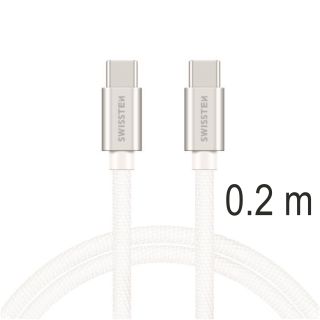 Swissten Textile Universal Quick Charge 3.1 USB-C / USB-C Data and Charging Cable 0.2m silver (71527209)