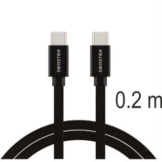 Swissten Textile Universal Quick Charge 3.1 USB-C / USB-C Data and Charging Cable 0.2m black (71527208)