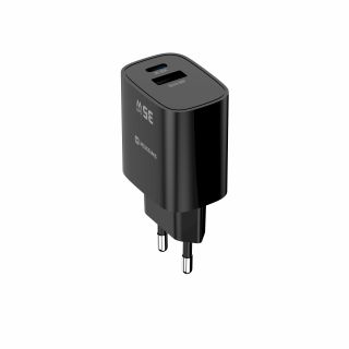Swissten Edge Travel Charger USB-C PD 35W + USB-A QC 18W Black (22071716)