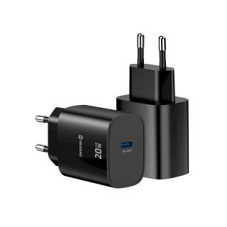 Swissten Edge Travel Charger USB-C GaN 20W Black (22071710)
