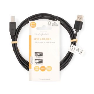 Nedis Printer Cable 480 Mbps 2m (CCGL60101BK20)