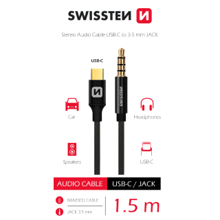 Swissten Textile Audio Adapter USB-C / 3.5 mm / 1.5m (73501303)