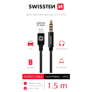 Swissten Textile Audio Adapter Lightning / 3,5 mm / 1.5m (73501213)