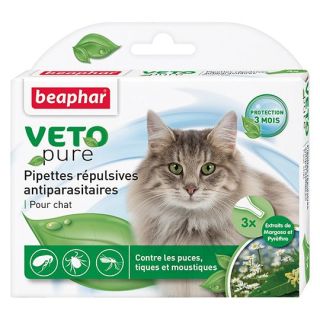 BEAPHAR Veto PURE Spot-On CAT N3 (välisparasiitide vastane repellent kassidele)