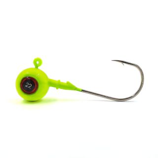 Ball JIG Head, 3D eyes, 10 g, yellow, Gamakatsu hook #6/0, 2 pcs