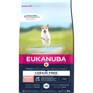 EUKANUBA Senior teraviljavaba ookeanikalaga väikest ja keskmist tõugu eakatele koertele 3 kg