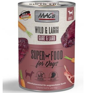 MAC's konserv koerale ULUKI- ja LAMBALIHAGA (95% liha) teraviljavaba (Superfood MAC's Dog Game & Lamb) 800gr