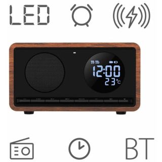 Kellraadio juhtmevaba laadijaga Manta RDI912B, must