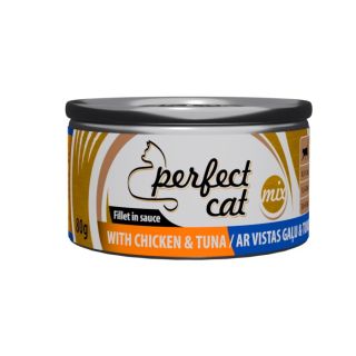 Täissööt (konserv) Perfect Cat kana ja tuunikalaga kastmes 80g