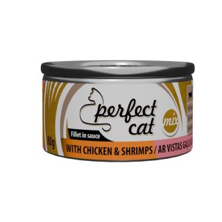 Täissööt (konserv) Perfect Cat kana ja krevettidega kastmes 80g